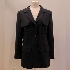 Mondi Womens Vintage Black Lightweight Blazer w 4 Exterior Pockets / Size 38 (6)